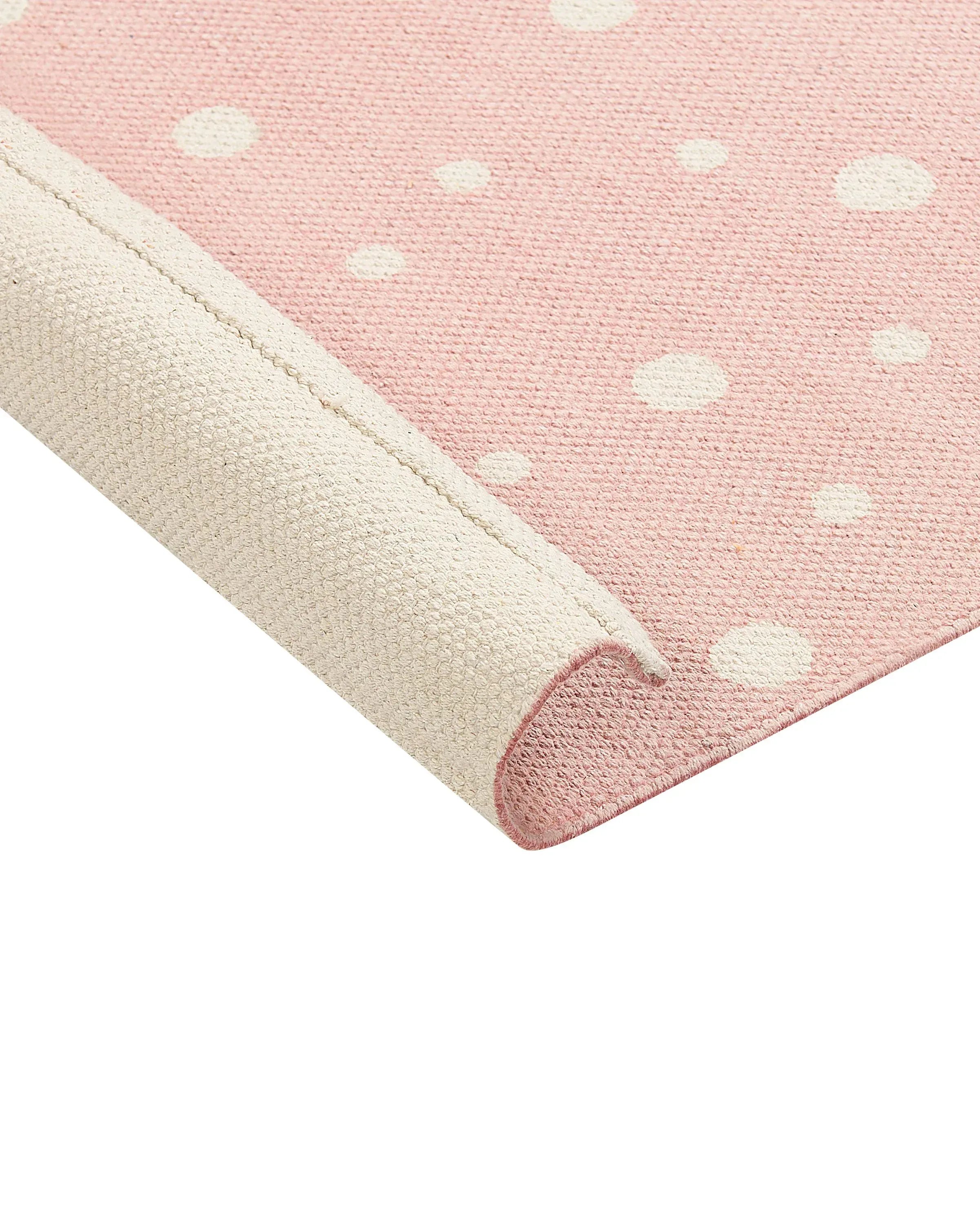 Tapis enfant rose 80 x 150 cm coton