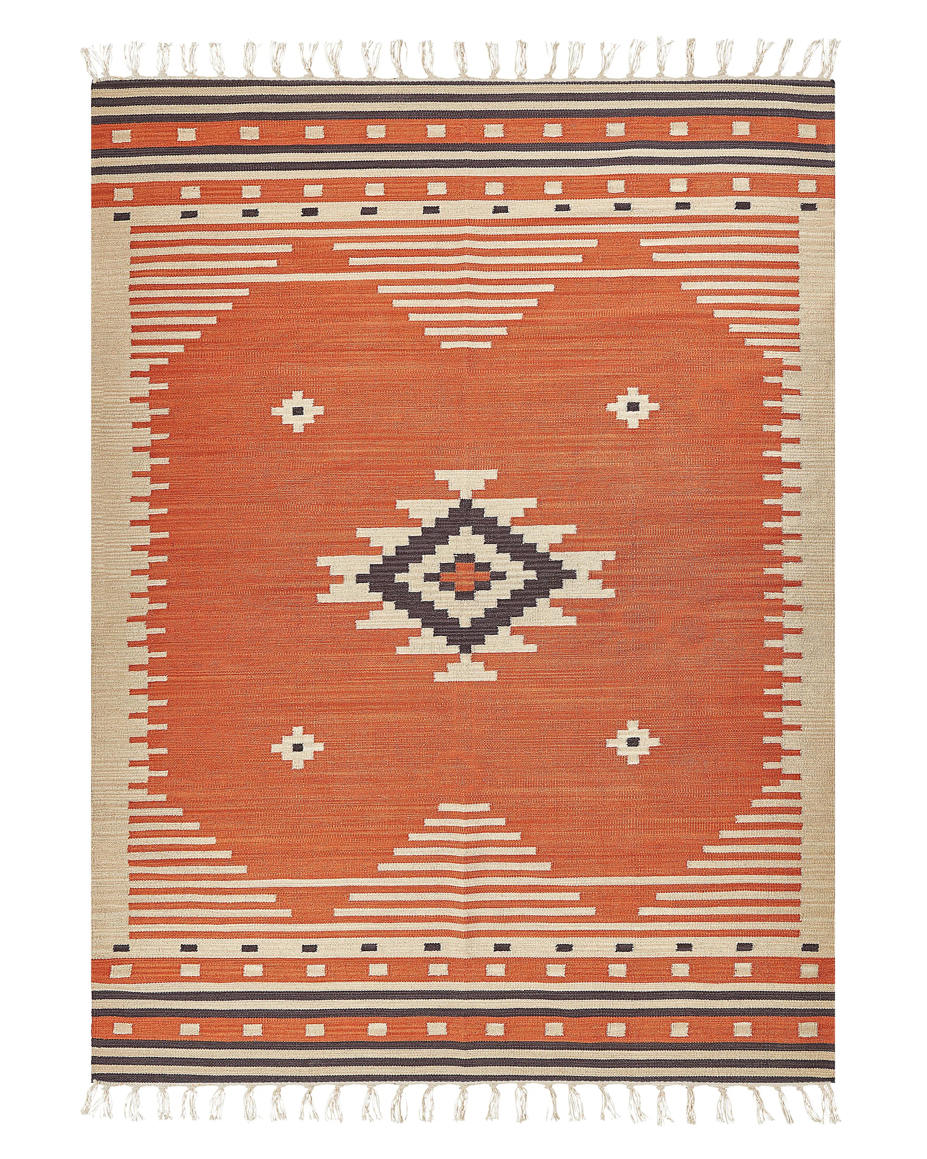 Tappeto GAVAR Arancione 140 x 200 cm Cotone Kilim