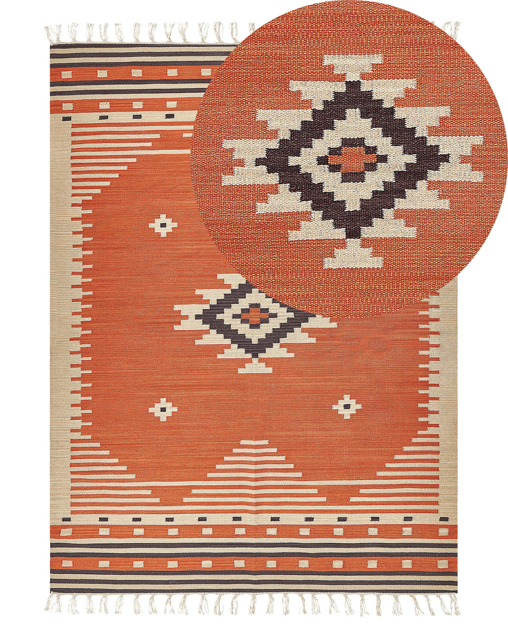 Tapis orange 140 x 200 cm Coton Kilim