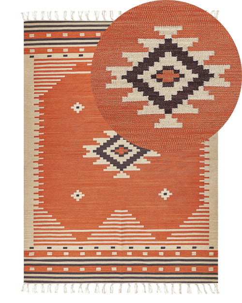 Tapis orange 140 x 200 cm Coton Kilim