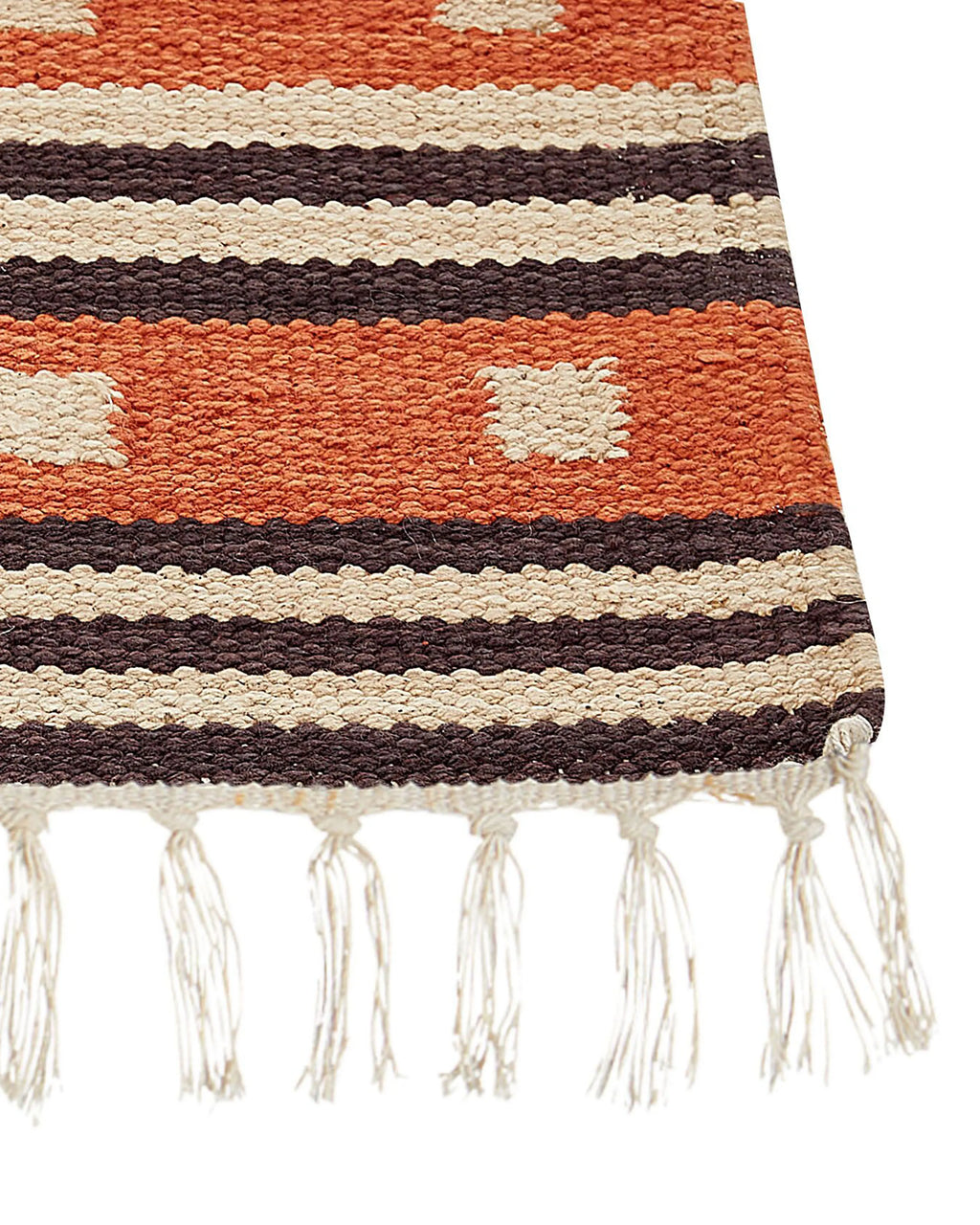 Tapis orange 80 x 300 cm Coton Kilim
