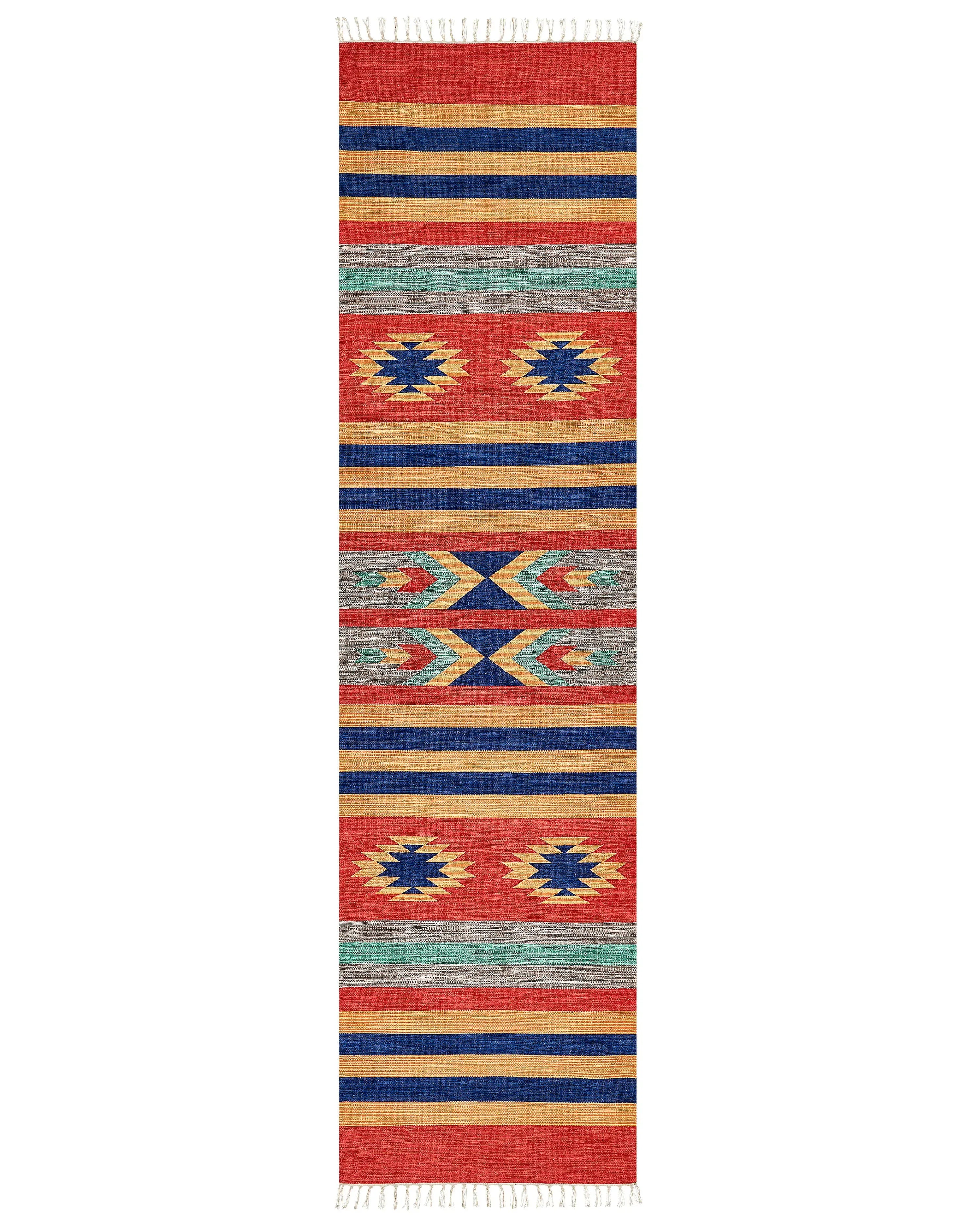 Tappeto HATIS Multicolore 80 x 300 cm Cotone Kilim