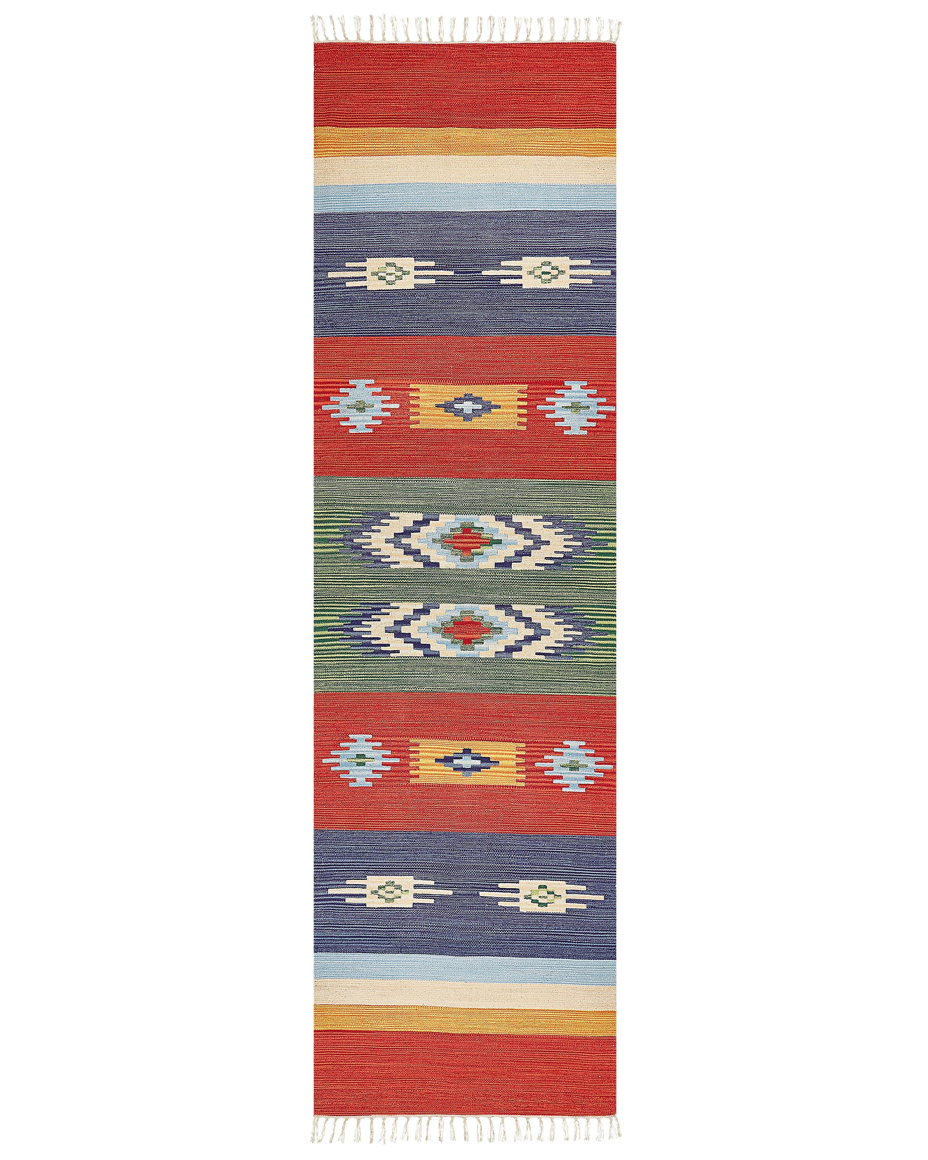 Tappeto KAMARIS Multicolore 80 x 300 cm Cotone Kilim