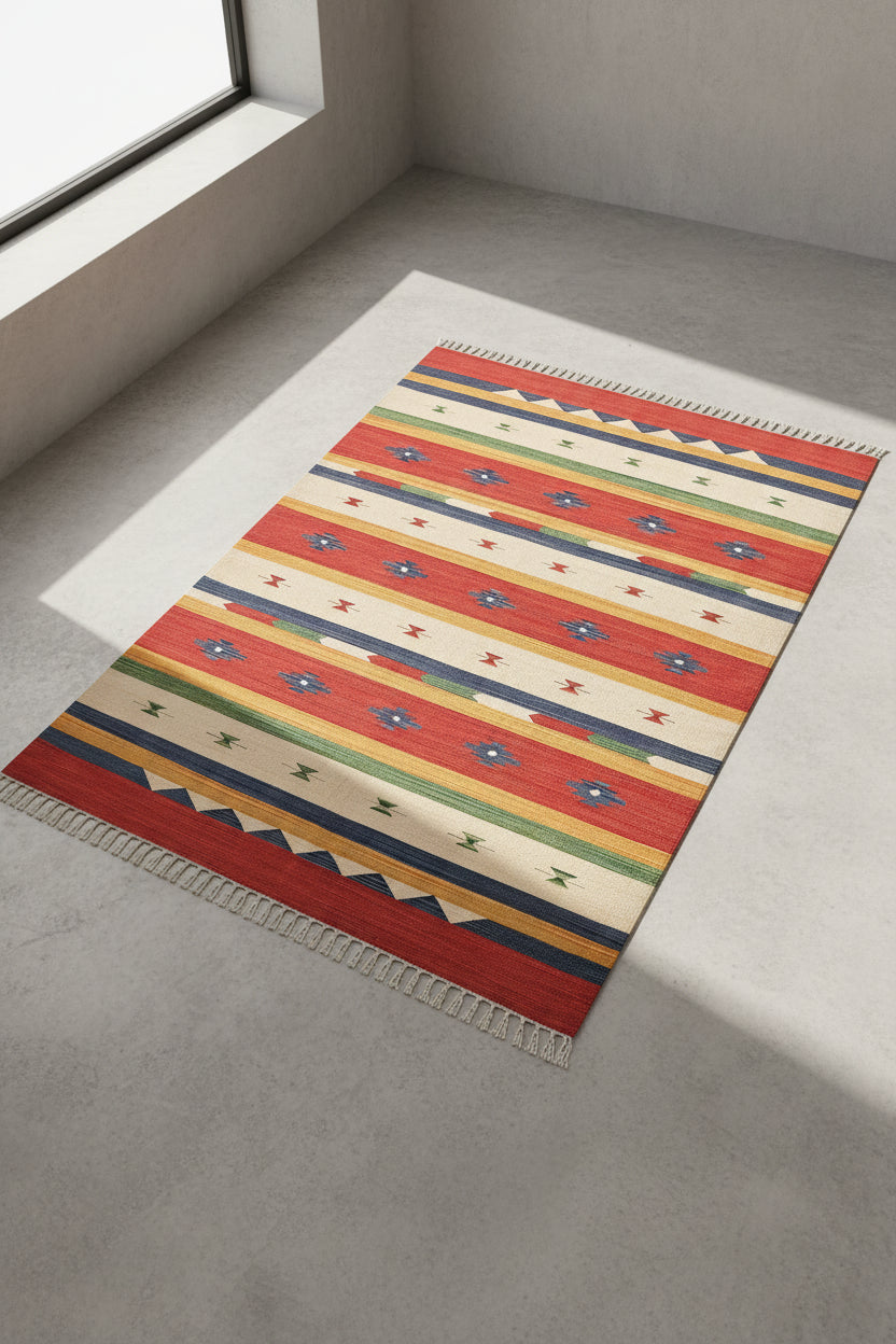 Tappeto ALAPARS Multicolore 140 x 200 cm Cotone Kilim