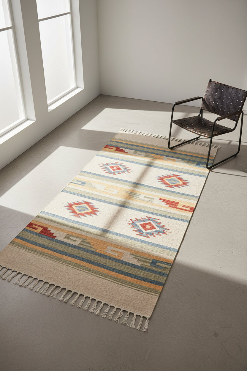 Tappeto APARAN Beige 80 x 150 cm Cotone Kilim
