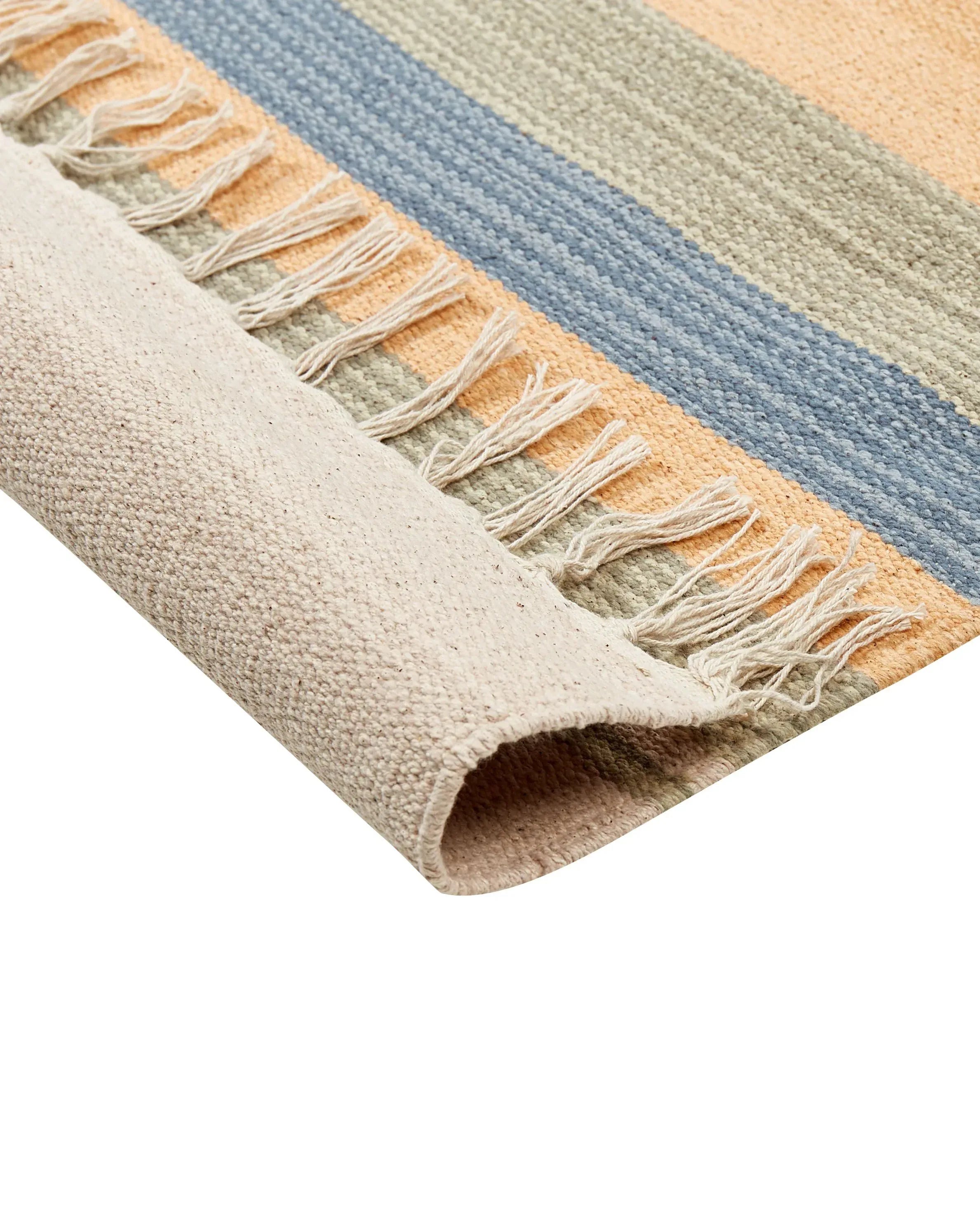 Tapis beige 140 x 200 cm Coton Kilim