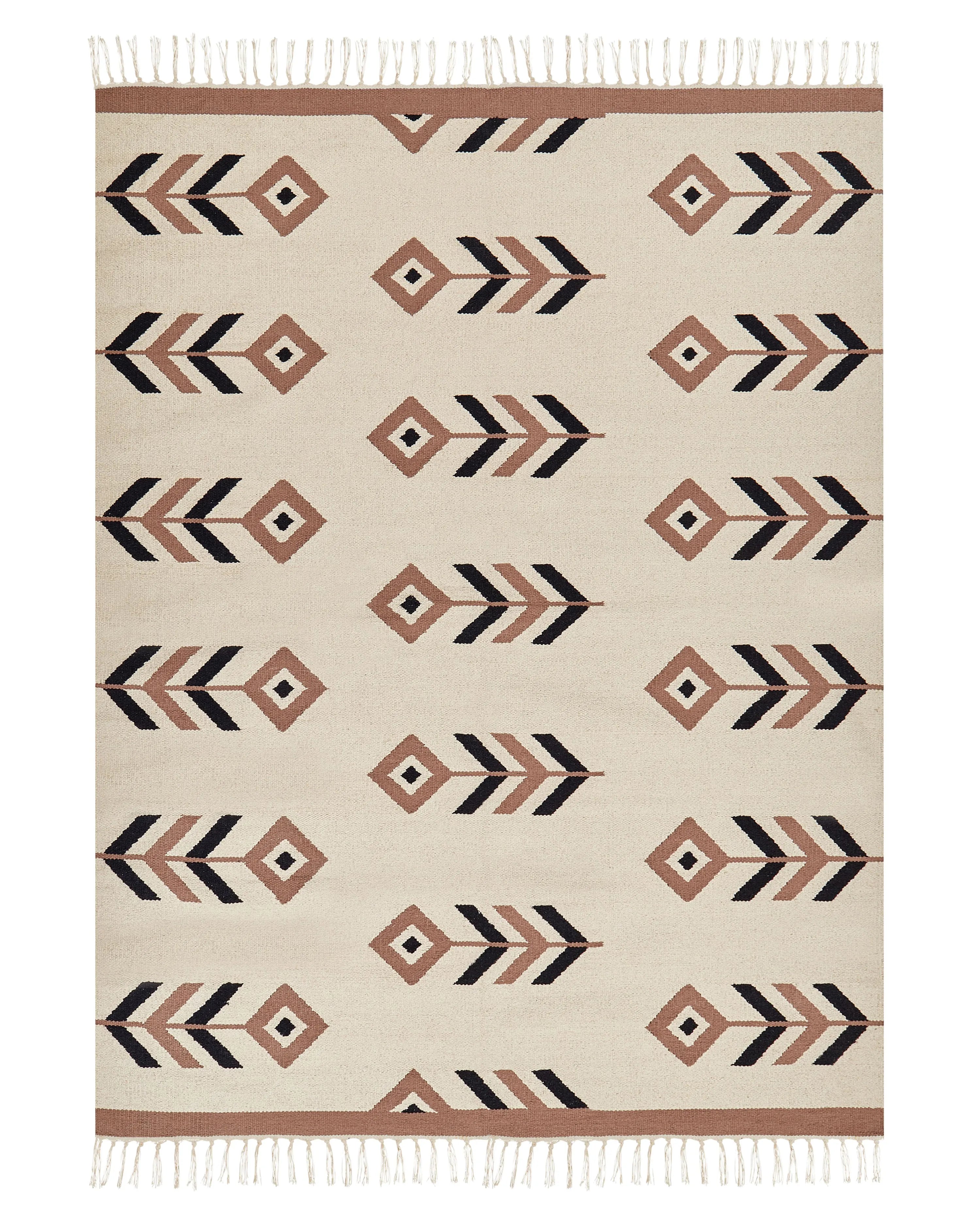 Tappeto NIAVAN Beige 140 x 200 cm Cotone Kilim