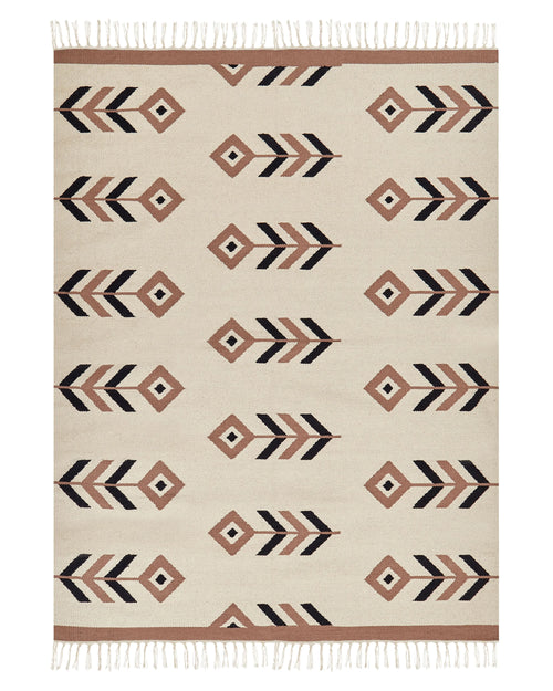 Tappeto NIAVAN Beige 140 x 200 cm Cotone Kilim