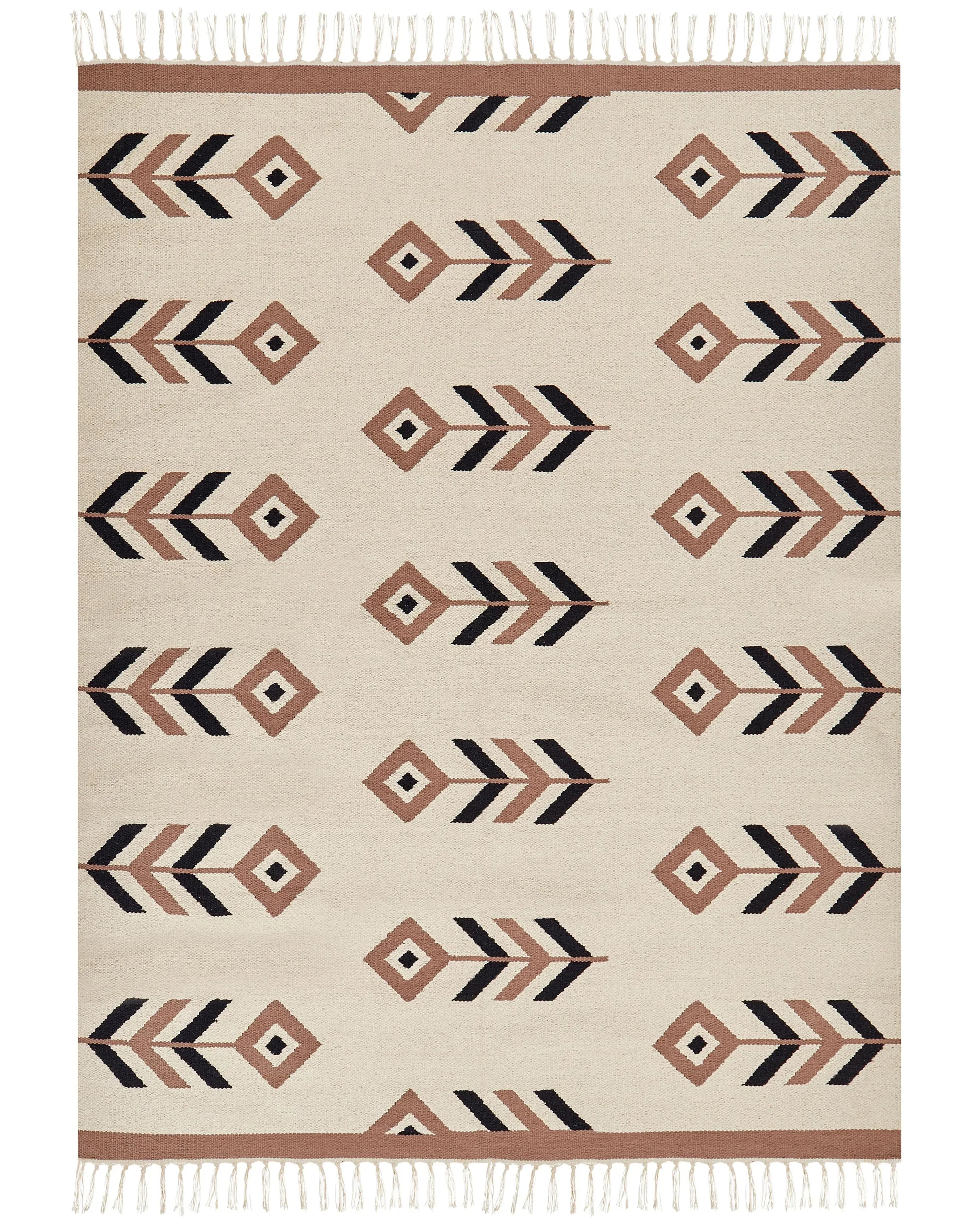 Tappeto NIAVAN Beige 160 x 230 cm Cotone Kilim