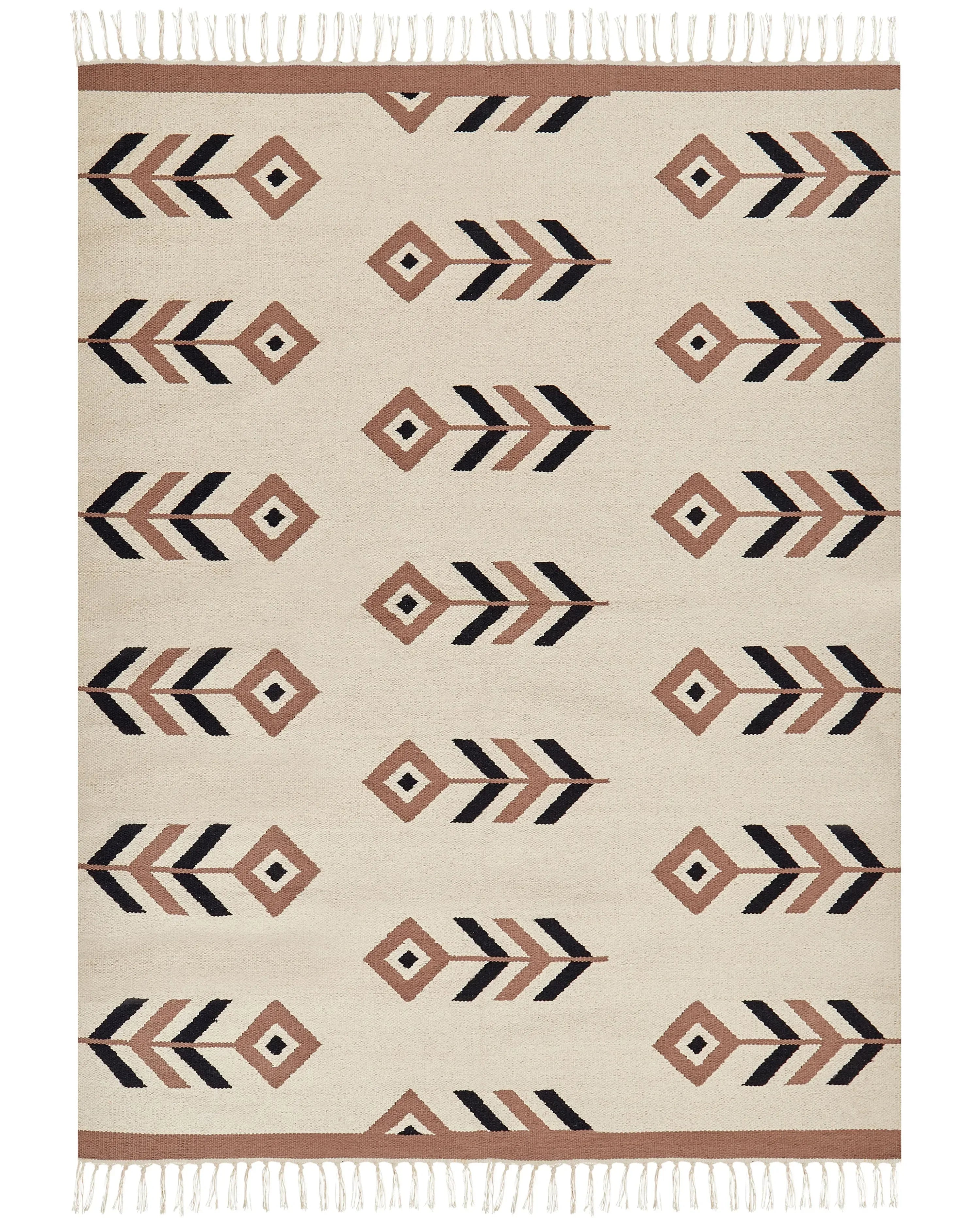 Tappeto NIAVAN Beige 200 x 300 cm Cotone Kilim