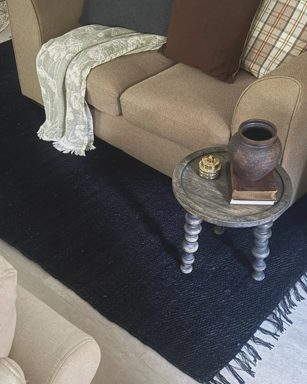 Tapis noir 200 x 300 cm Jute